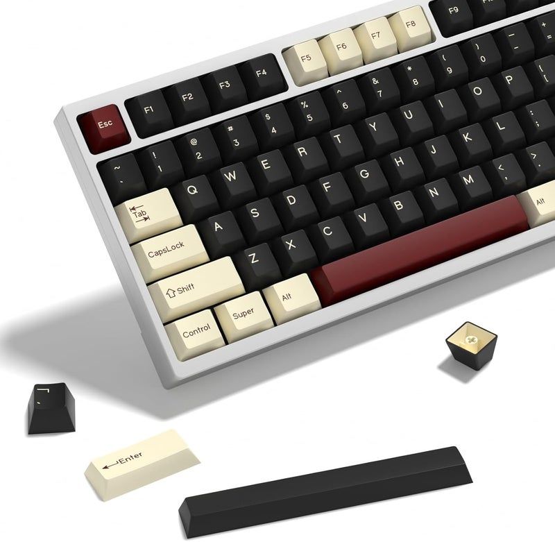 KBDiy Rome PBT Double Shot Custom Keycap Set,176 Keys Black Gaming Key Caps Keycaps 60 Percent Cherry Profile Keycaps for 61/64/68/84/87/100/104/108 Mechanical Keyboard - Image 1